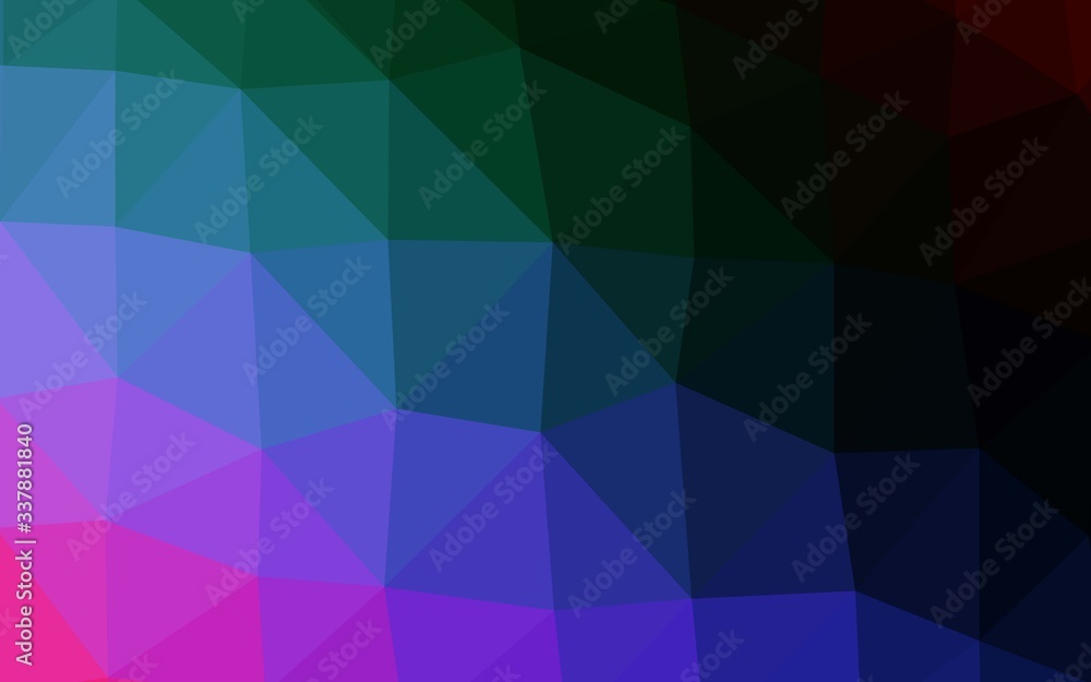 Obraz premium Dark Multicolor, Rainbow vector shining triangular background. Shining illustration, which consist of triangles. Brand new style for your business design.