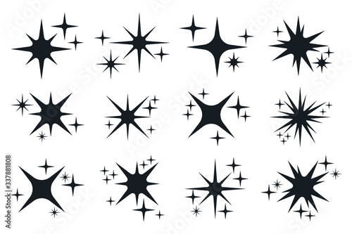 Twinkling stars icons. Sparkles, shining burst vector symbols isolated on white background © ABDUL