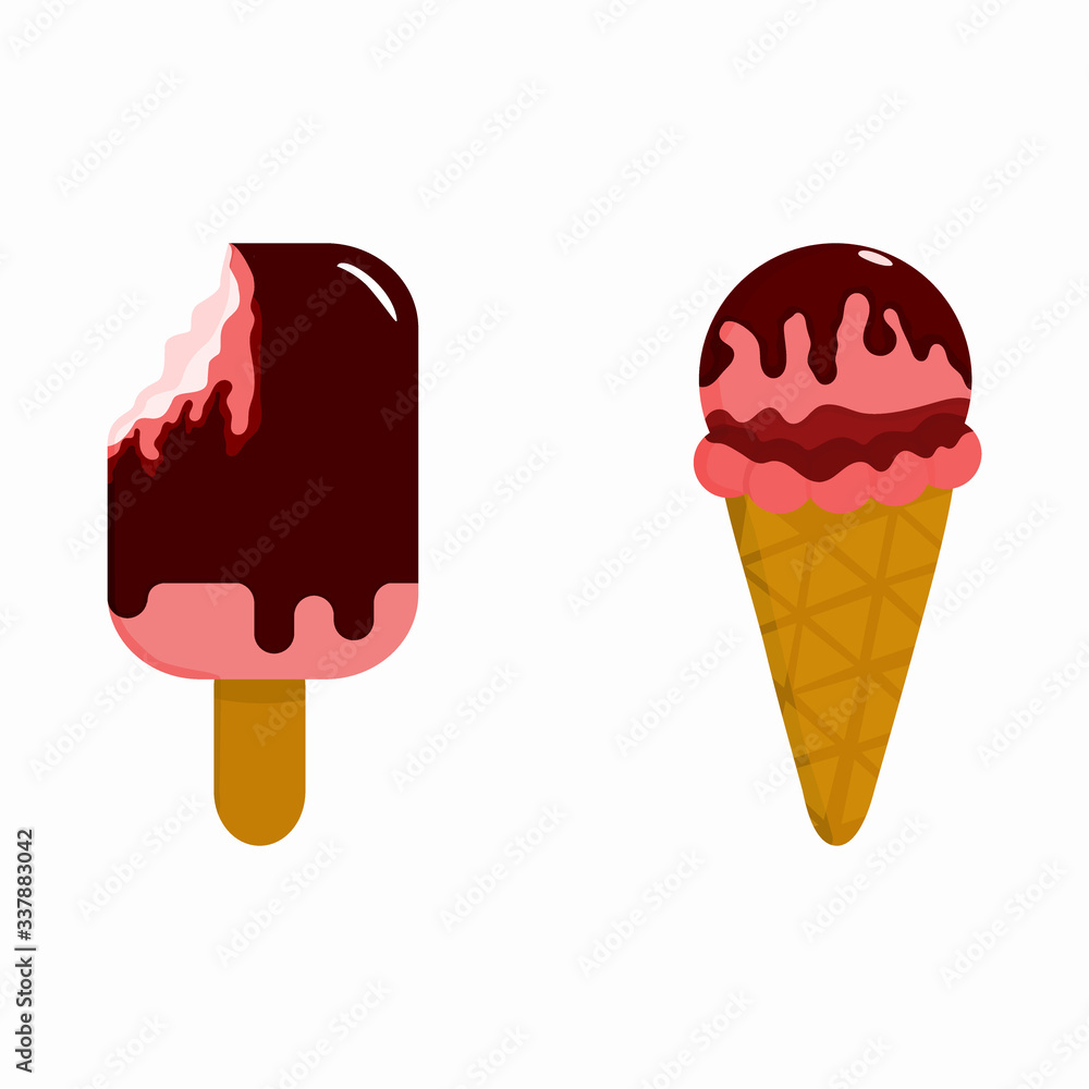 two icons of ice cream clipart vector with flat design style
