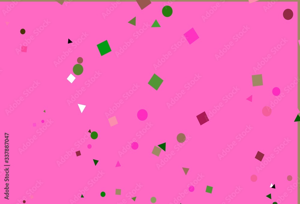 Light Pink, Green vector layout with circles, lines, rectangles.