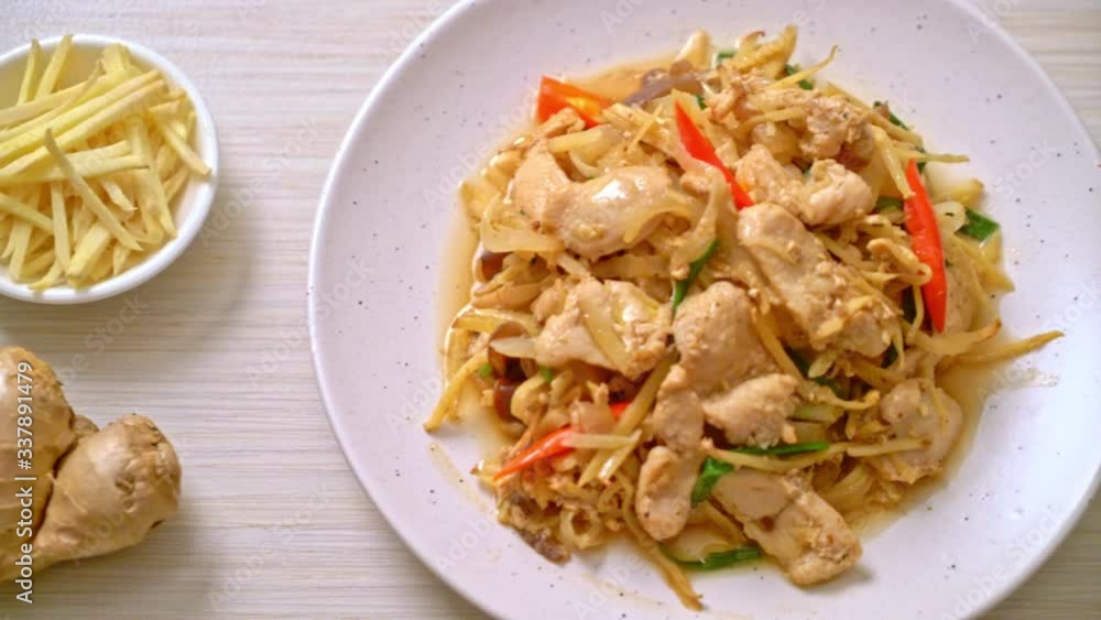 stir-fried chicken with ginger - Asian food style