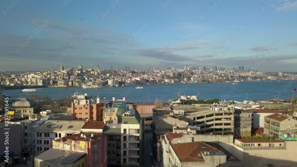 Scenic Aerial View of Istanbul, Turkey. Bosphorus Strait and Residental Buldings on Waterfront Scenic Aerial View of Istanbul, Turkey. Bosphorus Strait and Residental Buldings on Waterfront
