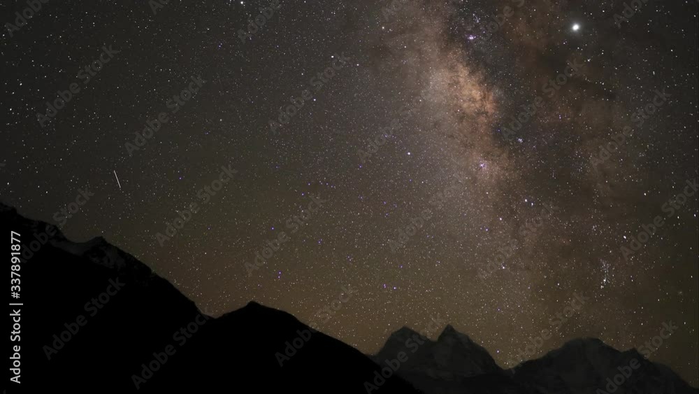 Milky way timelapse from Khumbu Everest Region. Wide shot. Milky way timelapse from Khumbu Everest Region. Wide shot.
