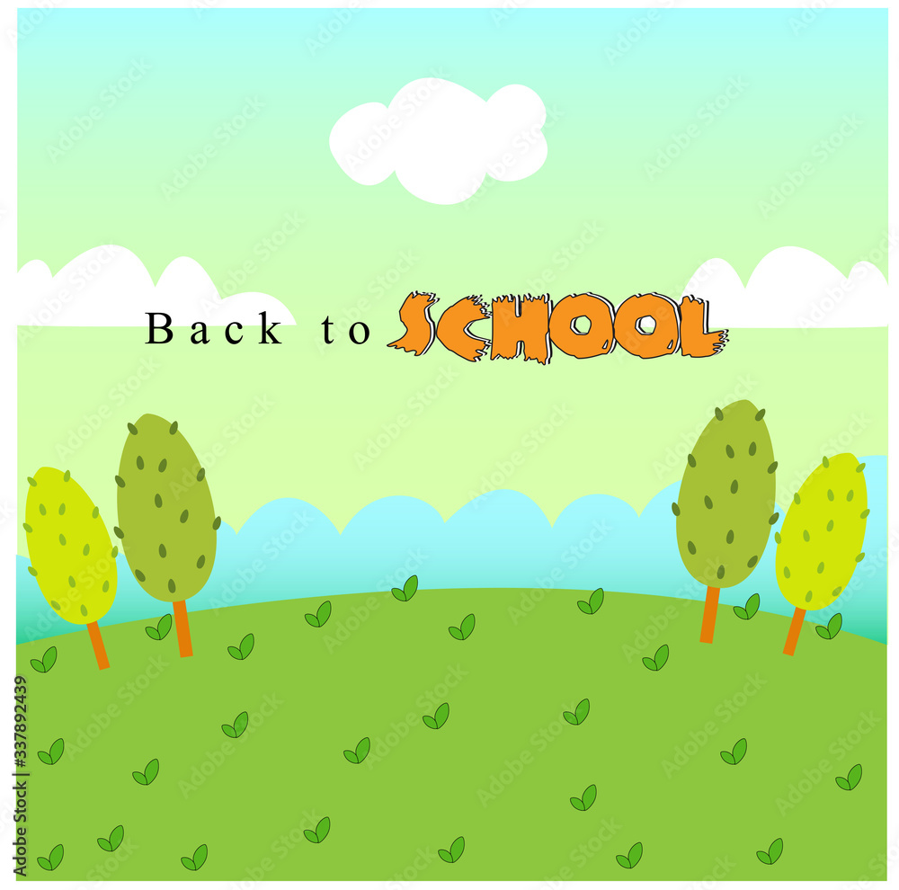 kids game background like cartoon background blue sky with trees in kids environment for kids game,