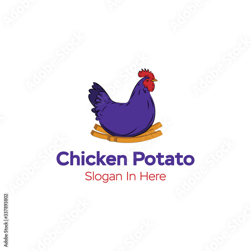 Simple Chicken Potato Roasted Kitcken Healthy Modern Logo Design Icon Vector