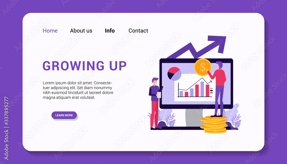 growing up landing page, flat design vector illustration growing up landing page, flat design vector illustration