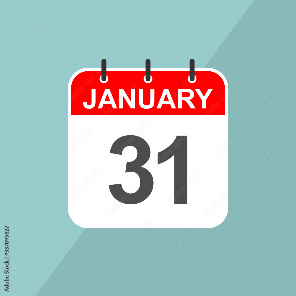 January 31, calender vector for reminder or celebration day. Template design for date and time agenda. January 31, calender vector for reminder or celebration day. Template design for date and time agenda.