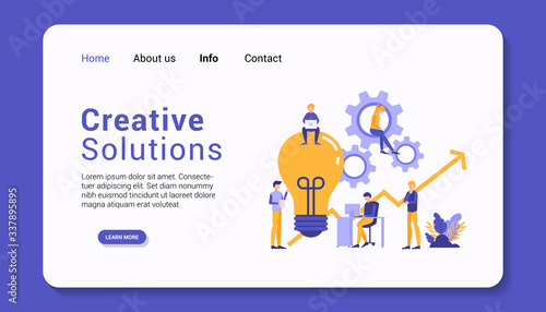 creative solutions landing page template, flat design vector illustration