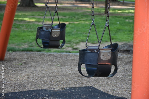 Swing set for small children in the playground