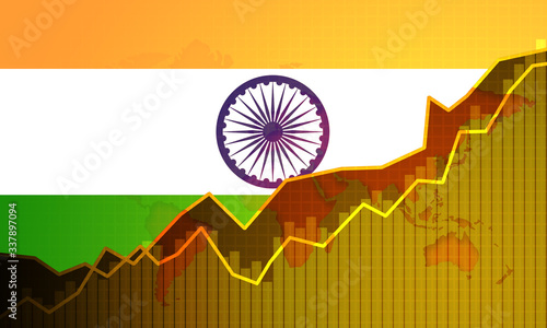 India economy growing up with graph chart photo