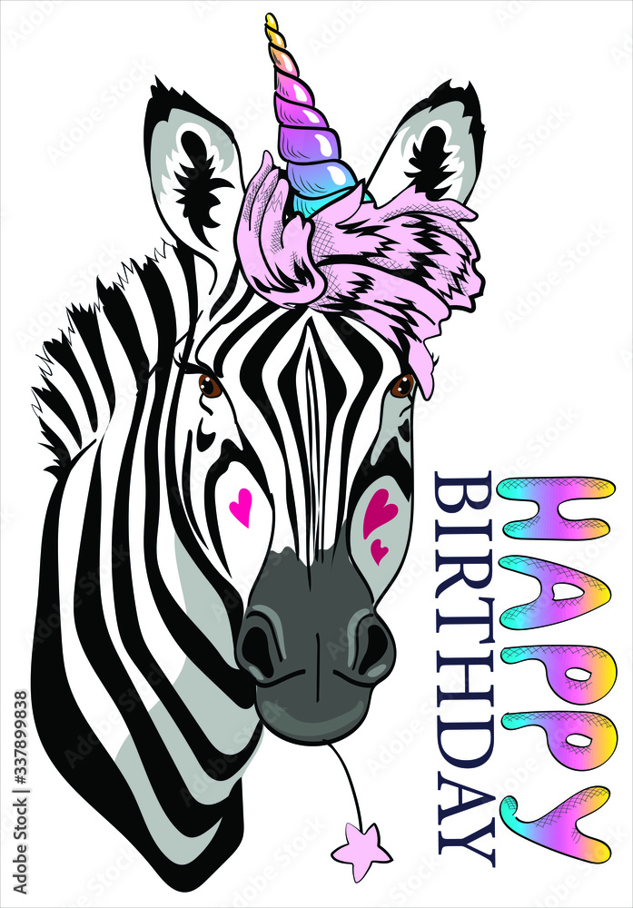 happy birthday zebra print graphics