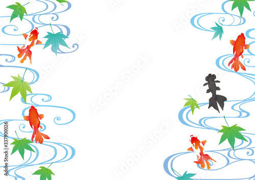 夏の和柄フレーム01青紅葉と金魚 Stock Vector Adobe Stock 夏の和柄フレーム01青紅葉と金魚 Stock Vector Adobe Stock
