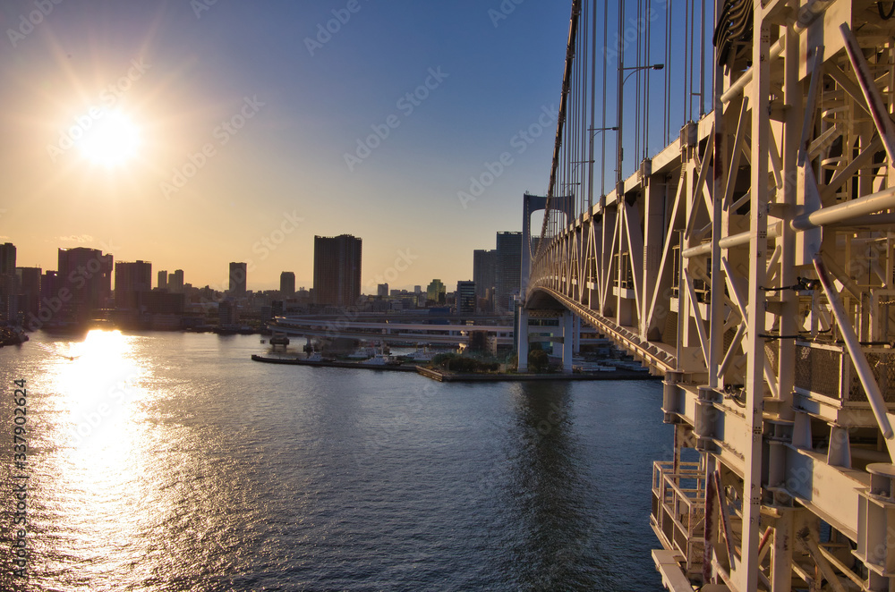Naklejka premium Tokyo View from Bridge in Sunset