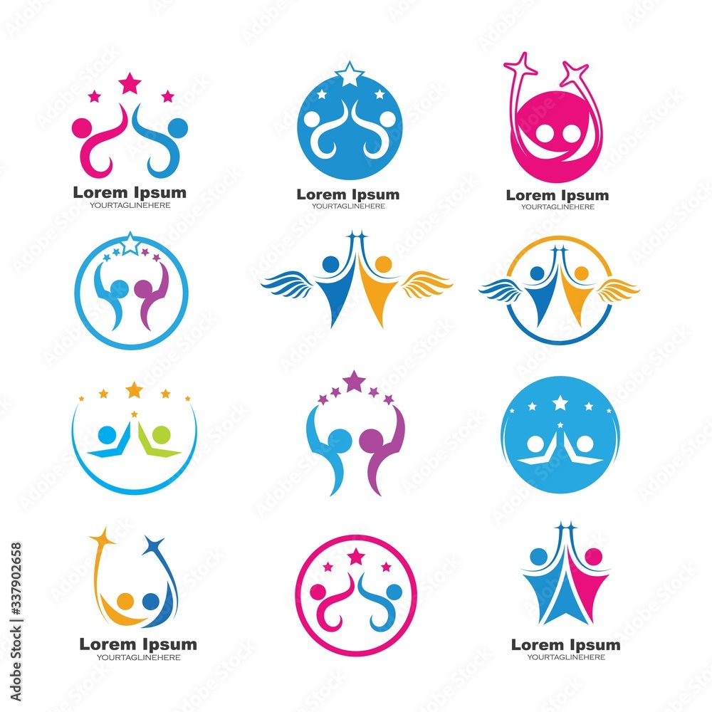 the character of success people and community logo  icon