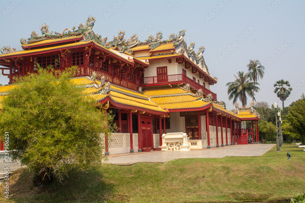 Phra Thinang Wehart Chamrun in Bang Pa-In Royal Palace or the Summer Palace that is a palace complex formerly used by the Thai kings in Ayutthaya Province Thailand.