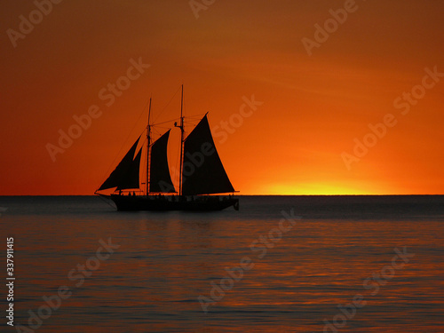 A pearl lugger at sunset off Cable Beach © Bruce
