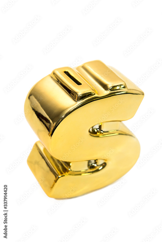 Piggy bank in Money symbol shape isolated on background Piggy bank in Money symbol shape isolated on background