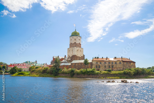 Vyborg castle in a sunny summer landscape. Vyborg, Russia