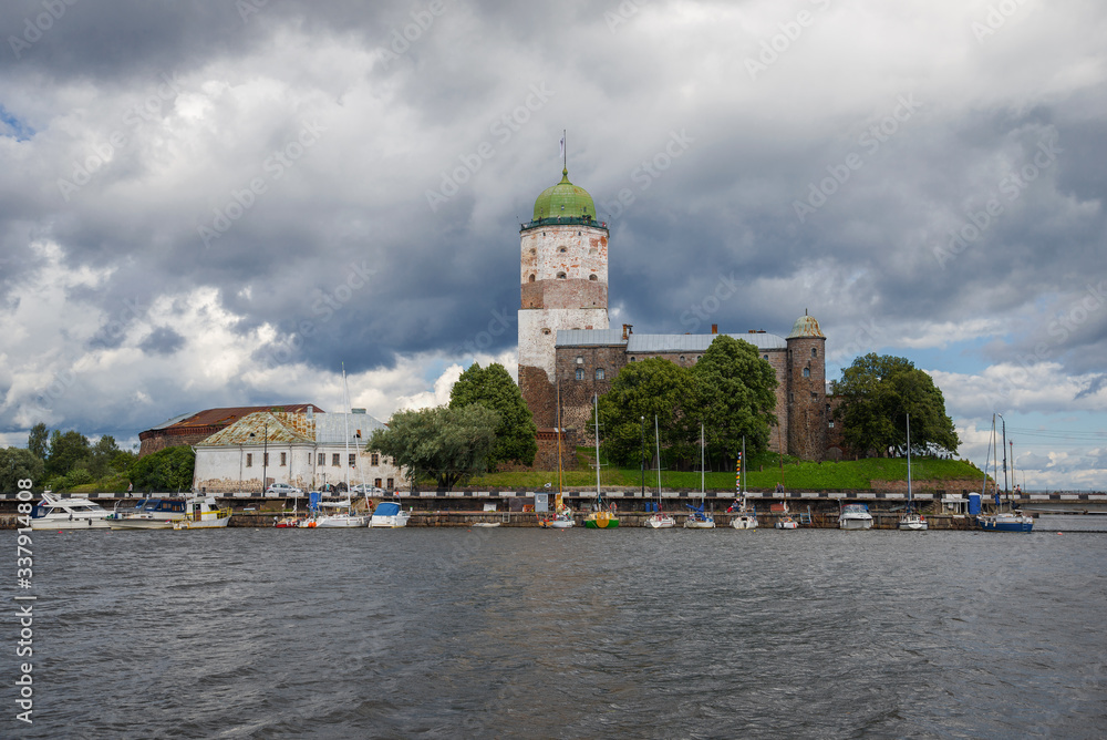 Cloud over old Vyborg castle. Leningrad region, Russia