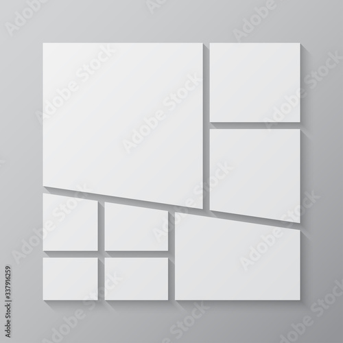 Vector empty collage board eight images, photo