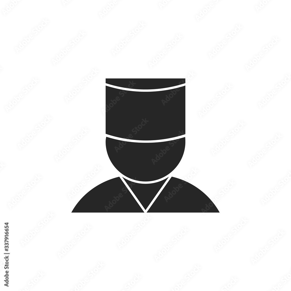 Muslim man black icon isolated on a white background. Muslim man black icon isolated on a white background.