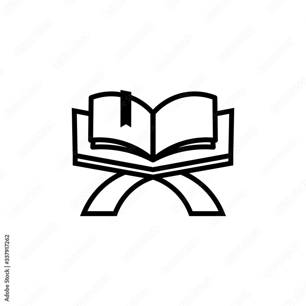 Koran book thin line icon isolated on a white background Koran book thin line icon isolated on a white background