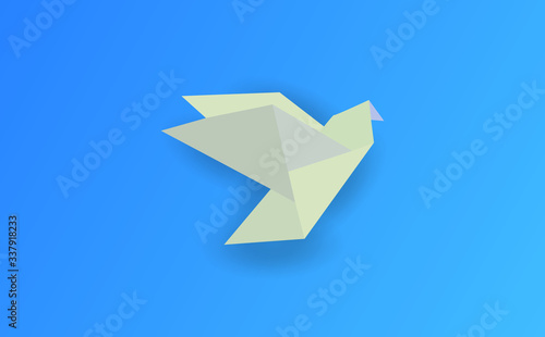 Origami style of bird logo icon design vector template