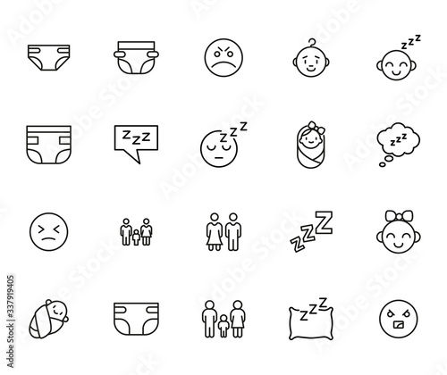 Icon set of baby.