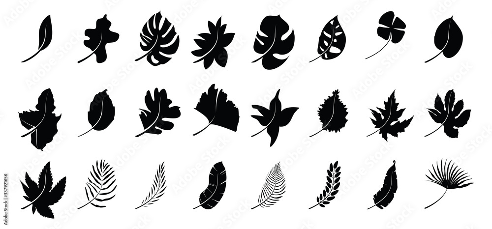 Naklejka premium Set of silhouettes autumn leaves.