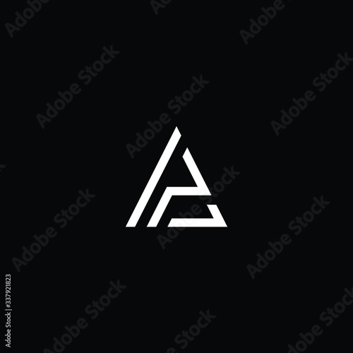 Minimal elegant monogram art logo. Outstanding professional trendy awesome artistic AP PA initial based Alphabet icon logo. Premium Business logo White color on black background