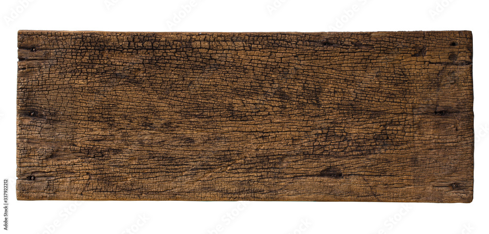 Naklejka premium old wooden sign board background. plank wood isolated for design art work or add text message.