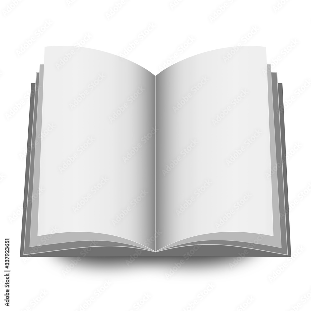 Obraz premium blank open book cover mockup on white background.