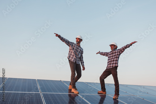Engineering of solar industry ,labor working on solar rooftop