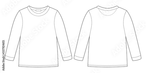 Childrens technical sketch sweatshirt. KIds wear jumper design template isolated on white background.