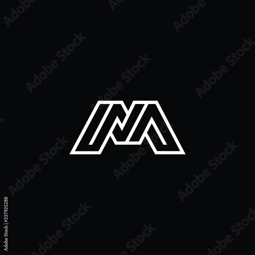 Minimal elegant monogram art logo. Outstanding professional trendy awesome artistic M MM MN NM initial based Alphabet icon logo. Premium Business logo White color on black background