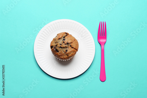 Blueberry Muffin with Paper Plate