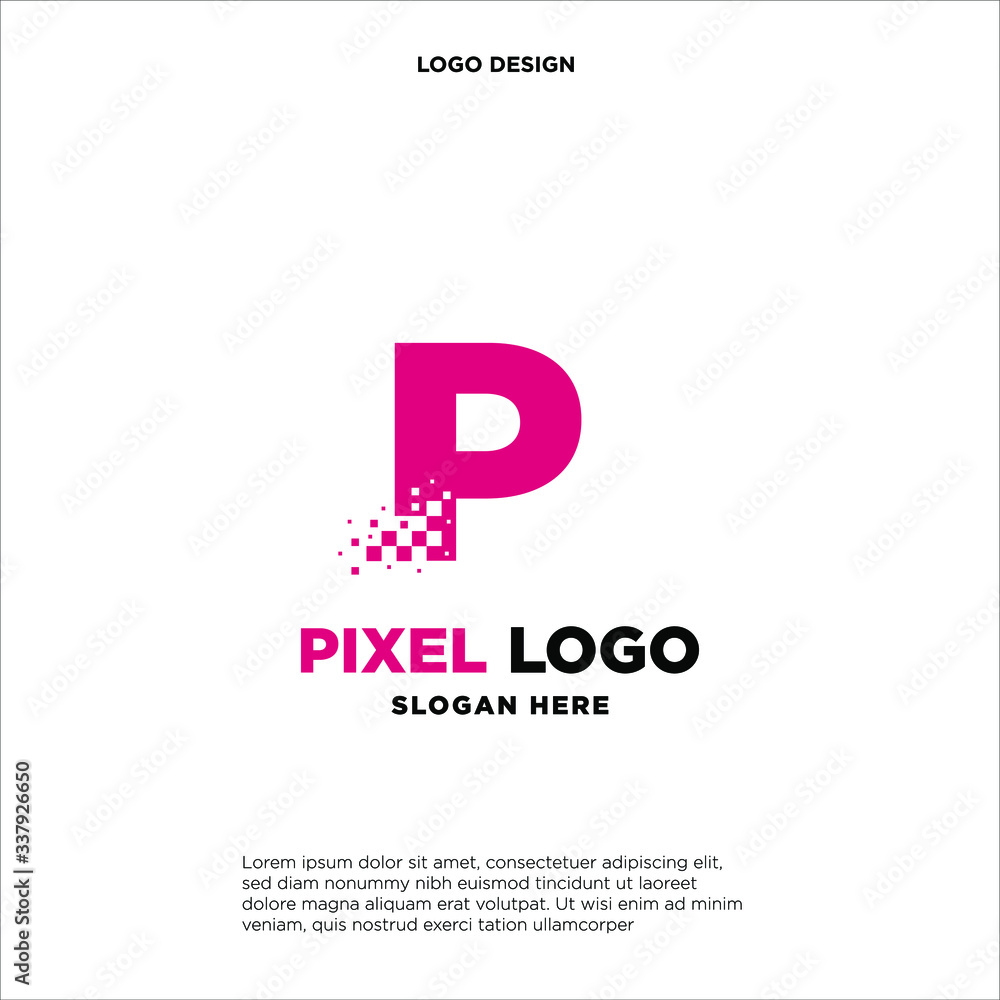 P Letter pixel logo design modern template