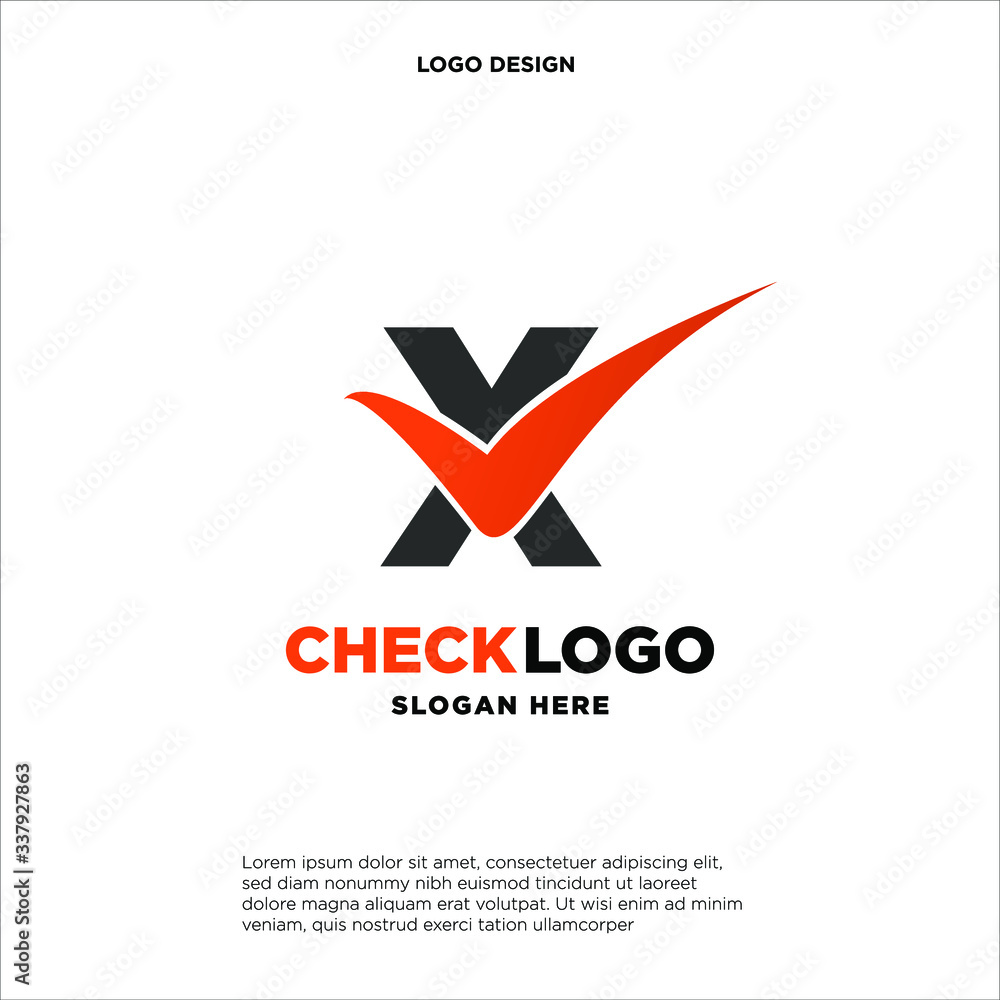 Letter X Check logo designs concept vector, Initial Checklist logo icon Letter X Check logo designs concept vector, Initial Checklist logo icon