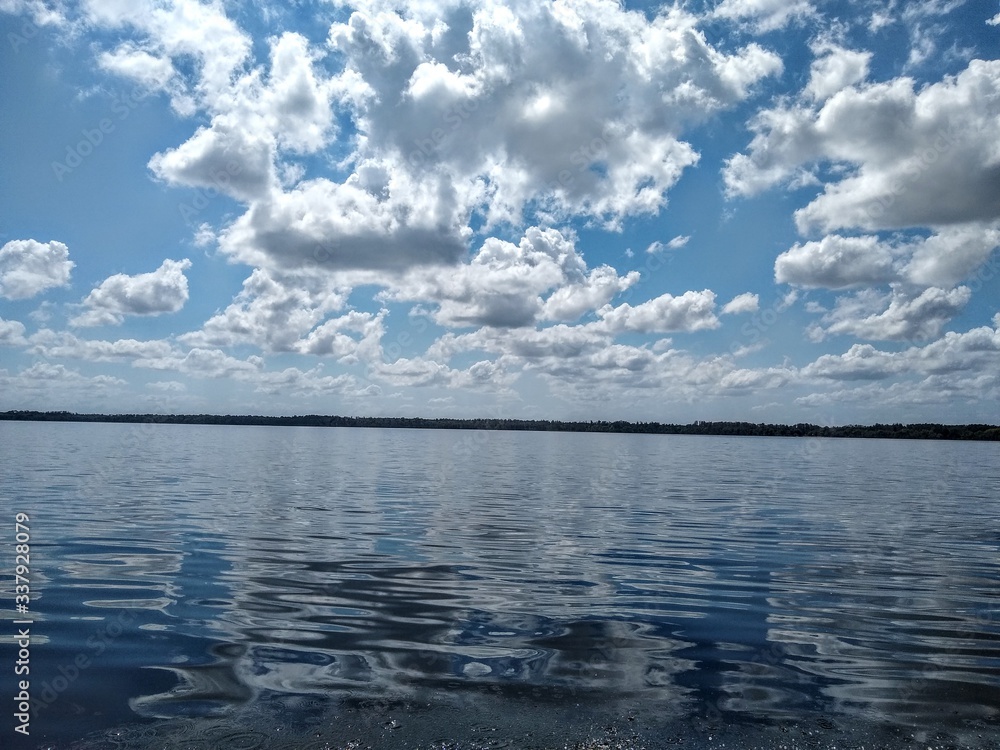 clouds reflected in water