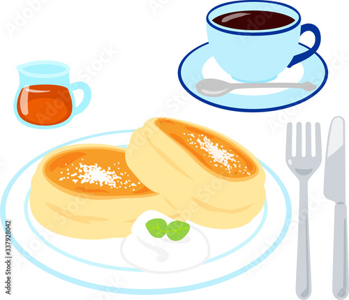 スフレパンケーキとコーヒー