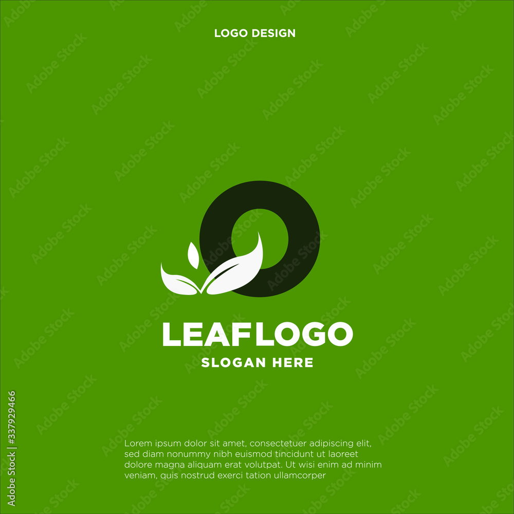Obraz premium Initial Letter O With Leaf Logo