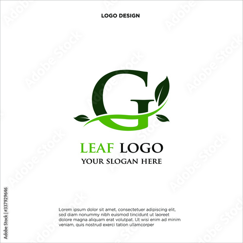Initial Letter G With Leaf Logo