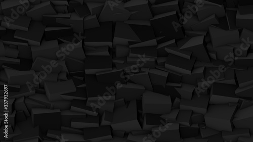 Minimal random black 3d cubes geometric background. Modern abstract illustration, 3d rendering. Raster.