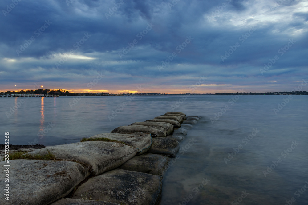 Blue Skies and Sunset at Swan River in Perth Australia 