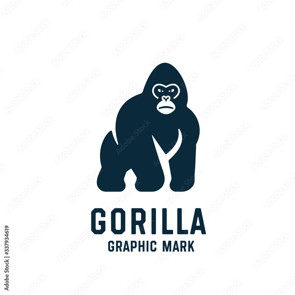 Simple Iconic Gorilla Logo Design. Vector Illustration.