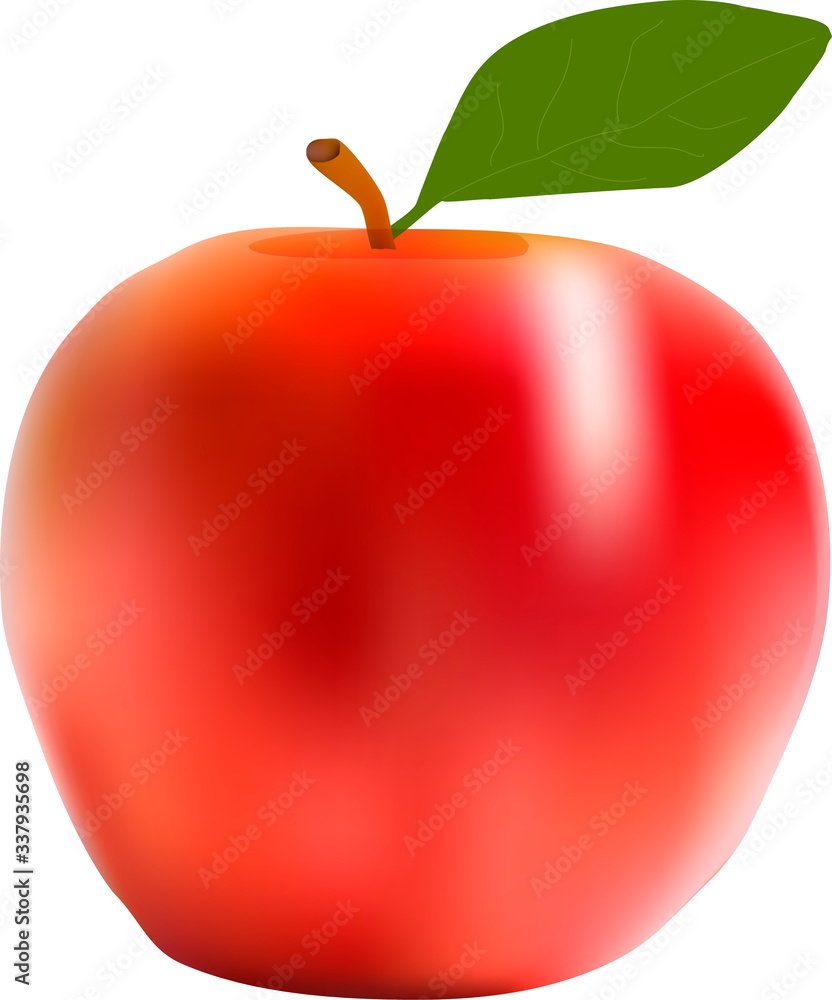 Obraz premium a red Apple with a piece of realistic drawing vector