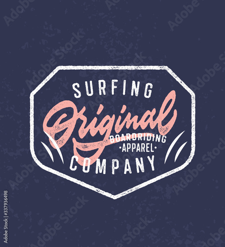 Vintage Original Surfing Company T Shirt Graphics. Board riding Apparel Fashion Print. Vector Design.