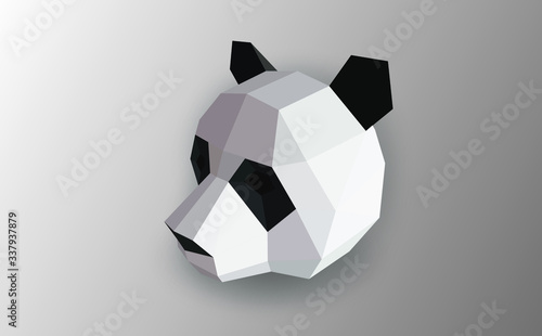 polygonal black and white abstract panda vector illustration. Web design page icon element.