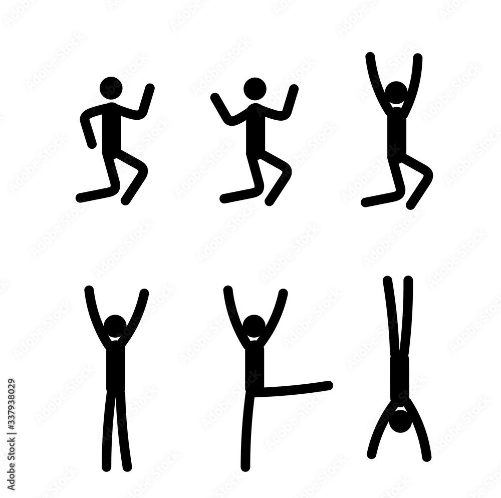 happy dancing stick man isolated on white background happy dancing stick man isolated on white background