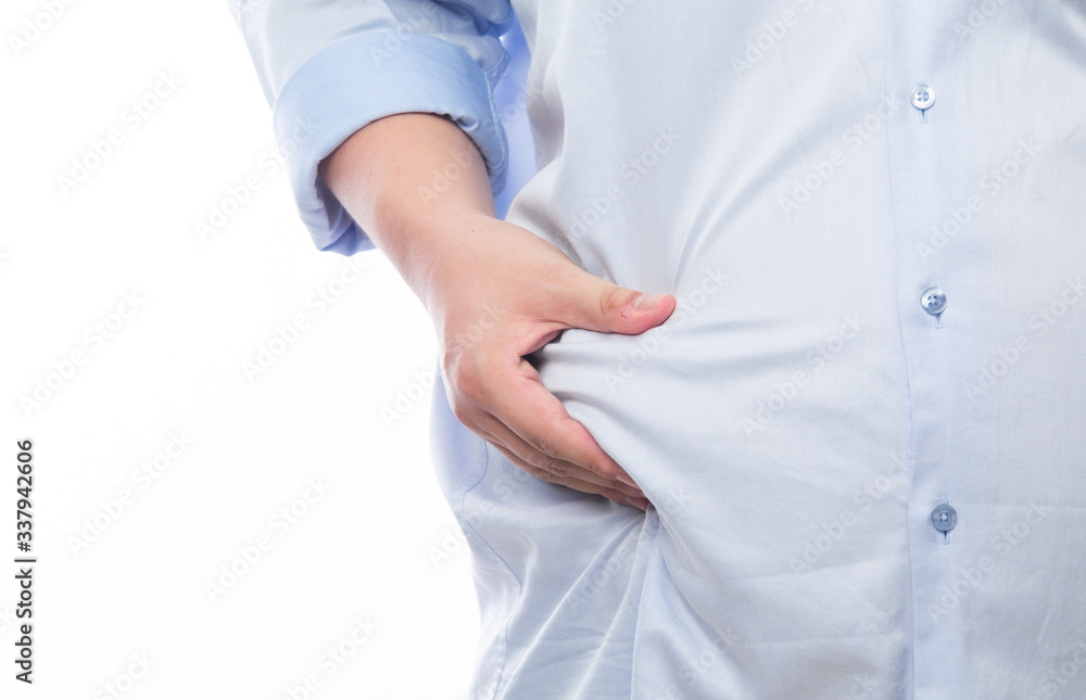 Fat Man with big belly overweight isolated on white background. Unsuccessful dieting, Weight loss concept, Tight shirt. Fat Man with big belly overweight isolated on white background. Unsuccessful dieting, Weight loss concept, Tight shirt.